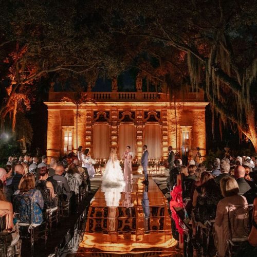 Ceremony lighting on the mound Vizcaya Museum and gardens wedding