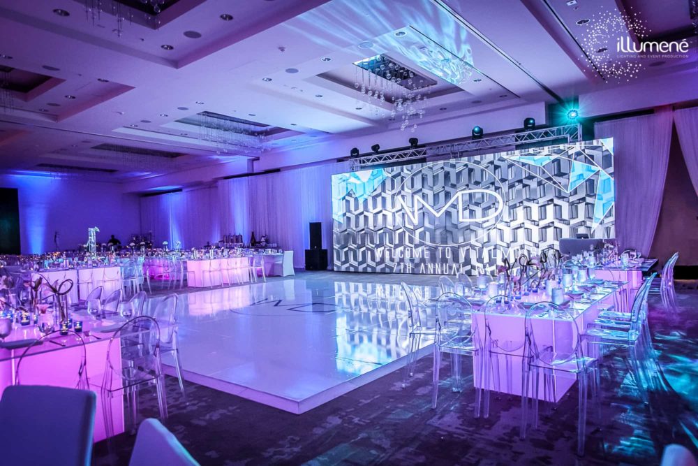 Miami event production and lighting for gala corporate party fundraiser