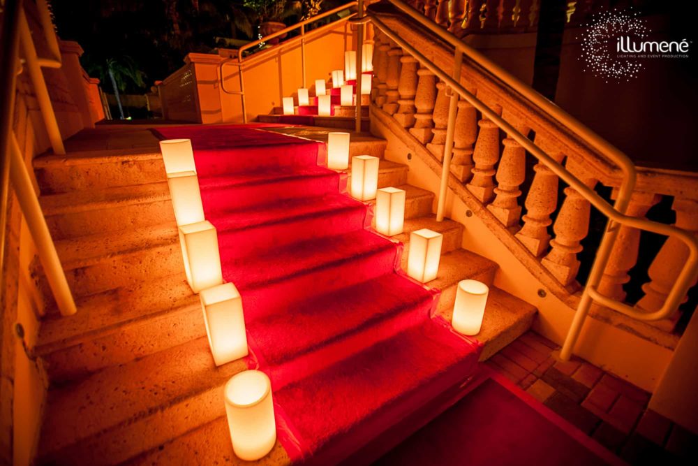 Red carpet wax candles Miami gala