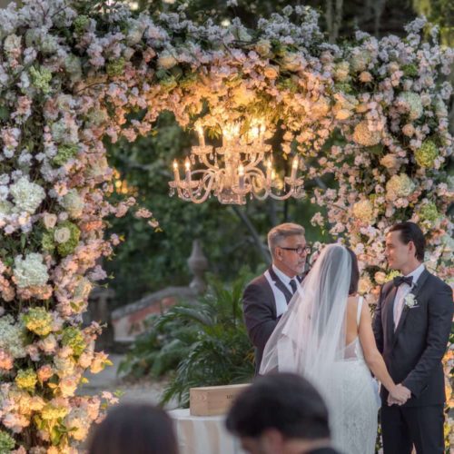 Vizcaya Museum and Gardens ceremony lighting wedding