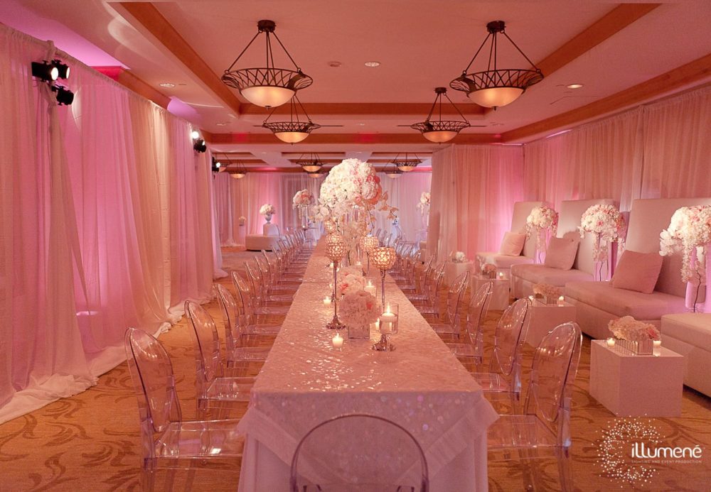 Acqualina pink uplighting rent Miami