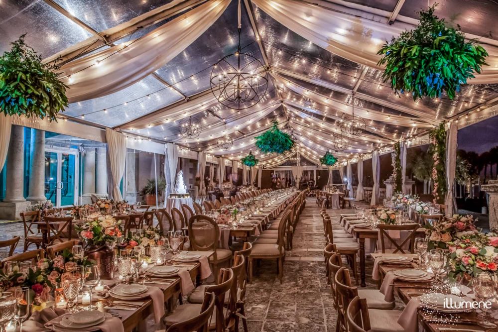 Orb chandeliers and string bistro twinkle market lights
