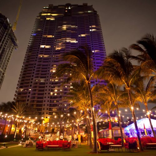 String lights corporate event Miami