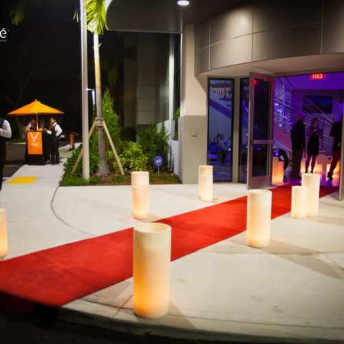 large candles red carpet event Miami Fort lauderdale palm Beach