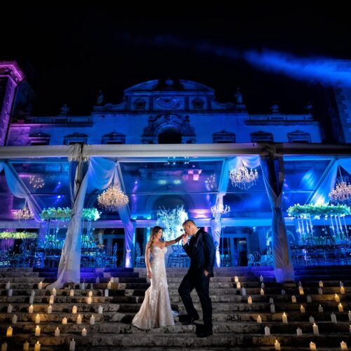 Vizcaya wedding reception lighting