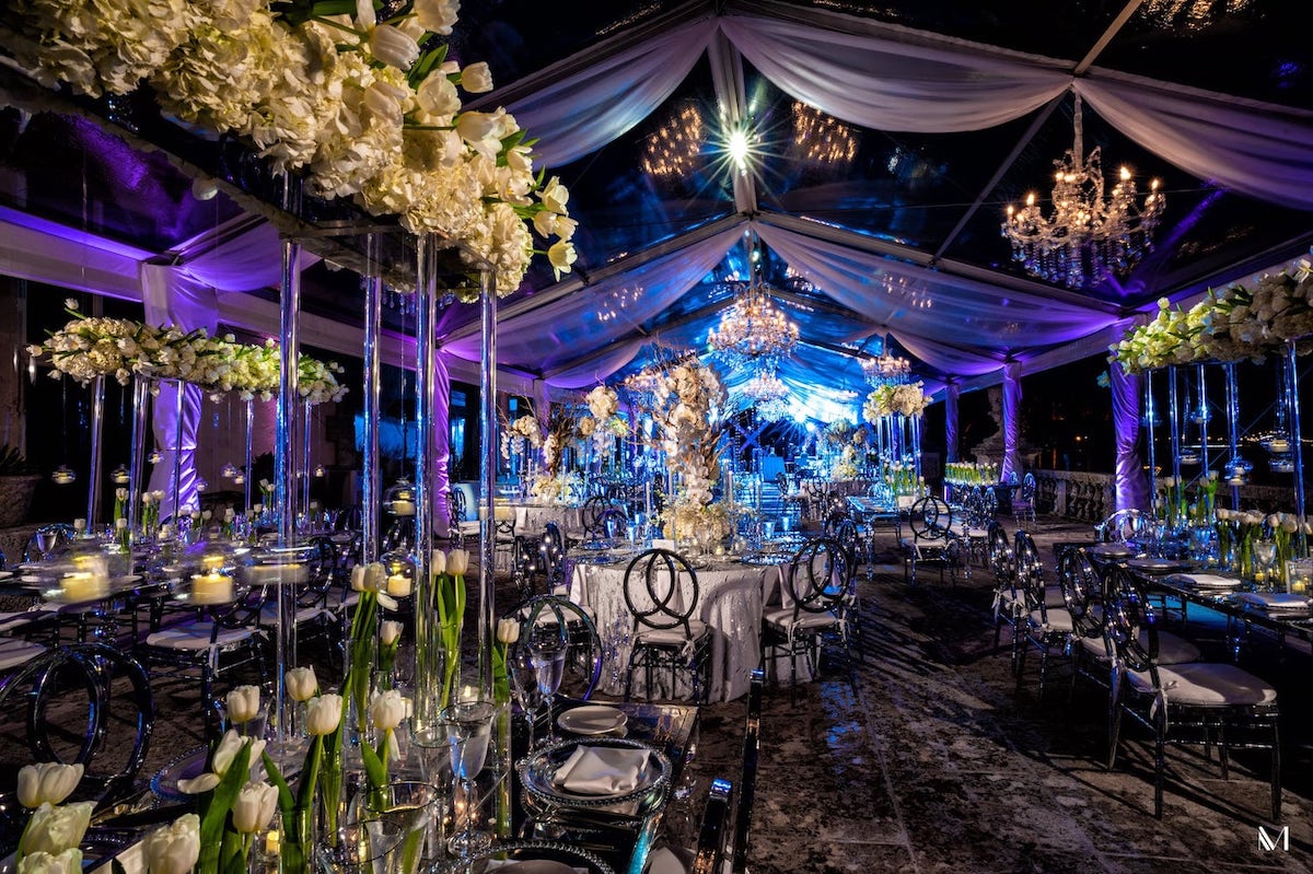 Vizcaya wedding reception lighting