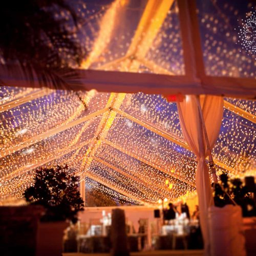 Fisher Island Club twinkle lights tent wedding lighting