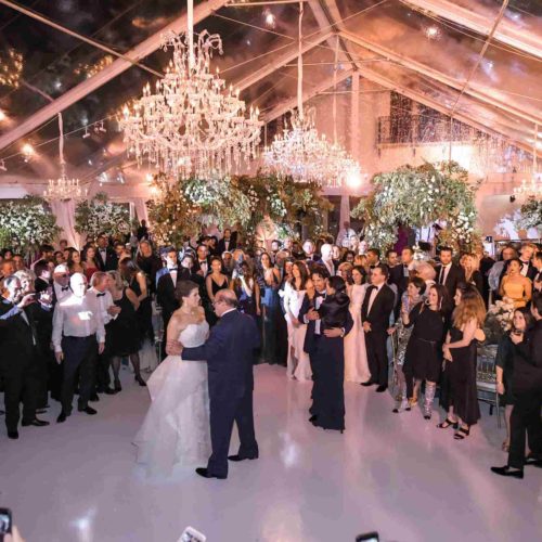 Fisher Island Miami wedding lighting and production chandeliers