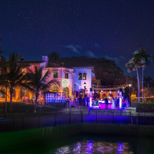 Fisher Island gobo monogram twinkle lights mini lights wedding