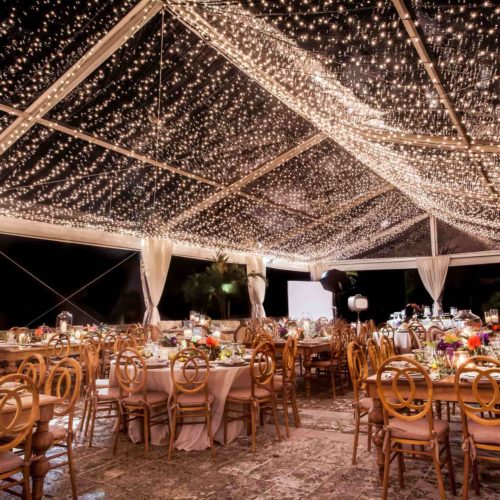 Vizcaya Museum and Gardens tent lighting twinkle lights mini lights canopy