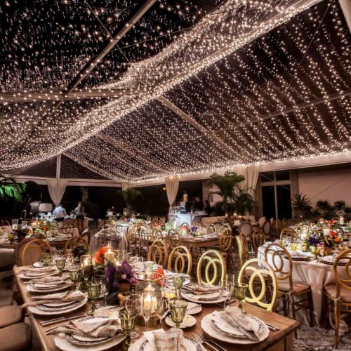 Vizcaya Museum and Gardens tent lighting twinkle lights mini lights canopy ceiling