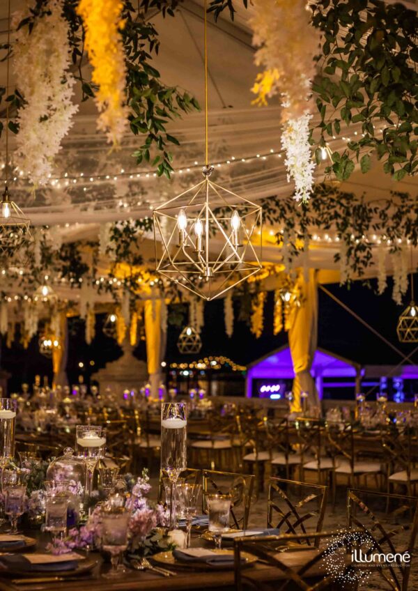 Pendant lights gold geometric chandelier rent Miami