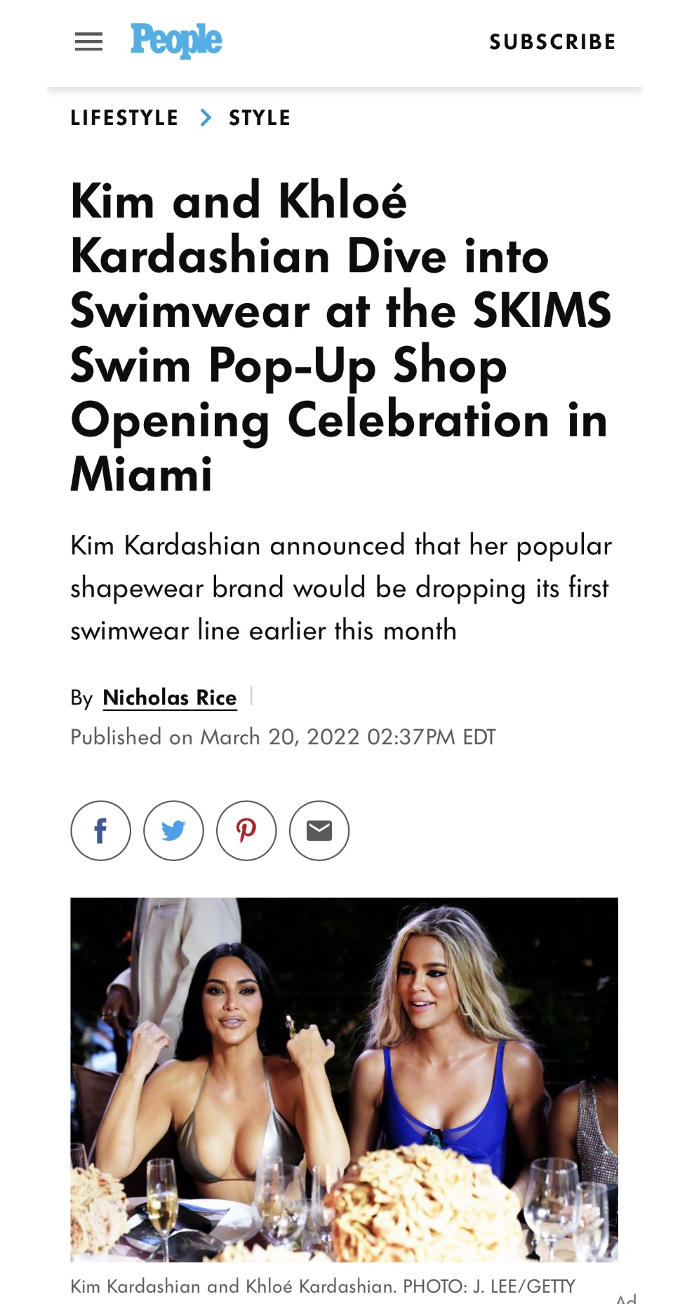 People Magazine Kim Kardashian SKIMS event lighting Miami