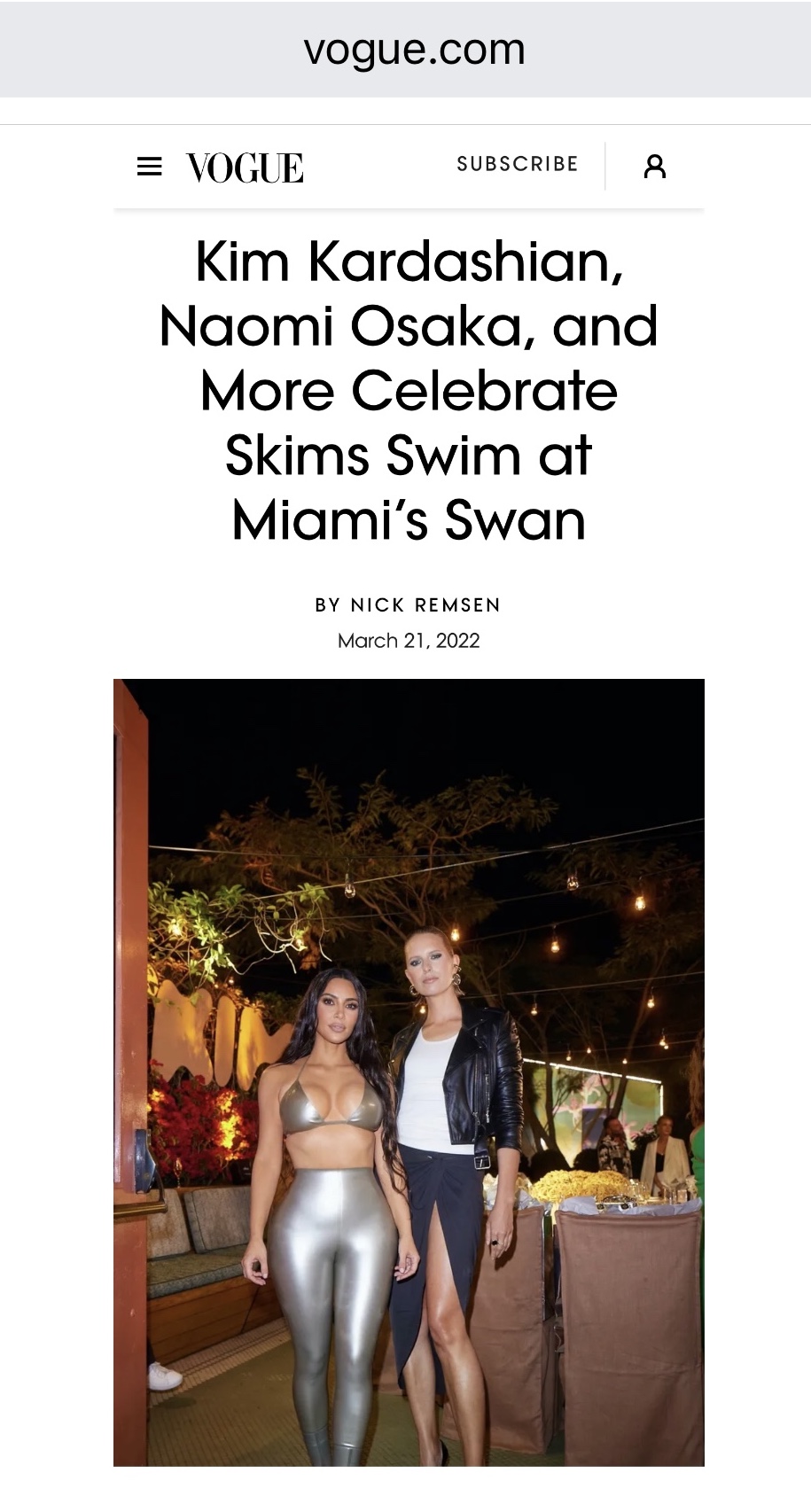 Vogue Magazine SKIMS VIM dinner Miami Kim Kardashian event lighting ILLUMENE Lighting and Event Production