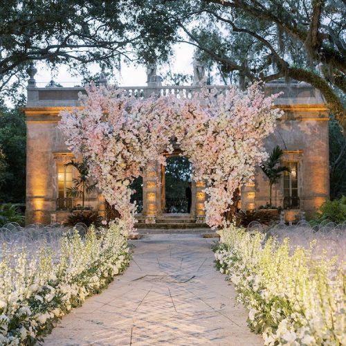 Vizcaya Museum and gardens Miami Florida wedding lighting fairy lights christmas lights