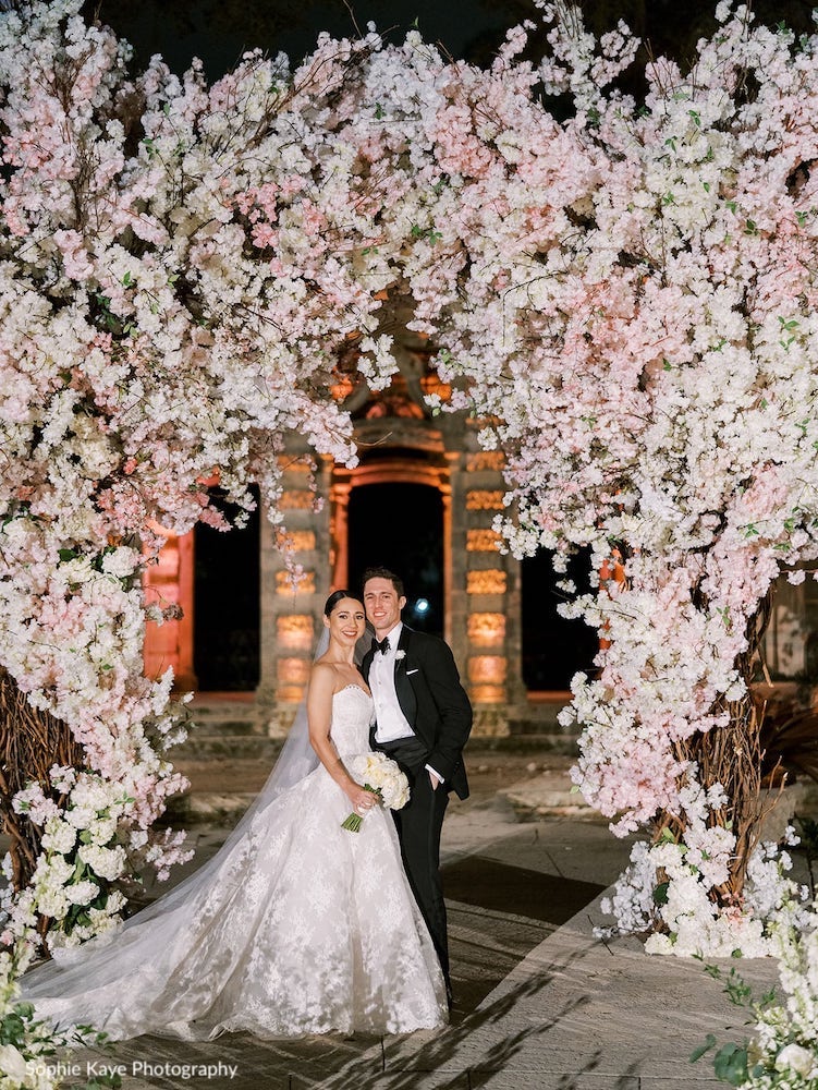 Vizcaya Museum and gardens Miami Florida wedding lighting ceremony