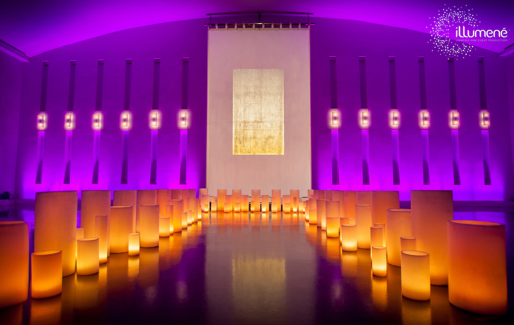 Art Basel Miami event lighting production large candles luminaries