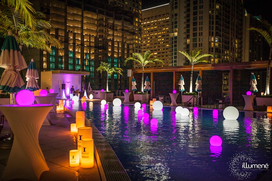 Ritz Carlton Orlando brand activations corporate events LED glow balls spheres pool balls branded for events